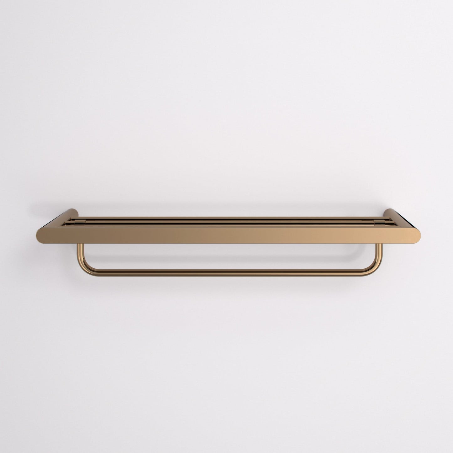 Luxe Rose Gold Towel Shelf With Rail 600mm