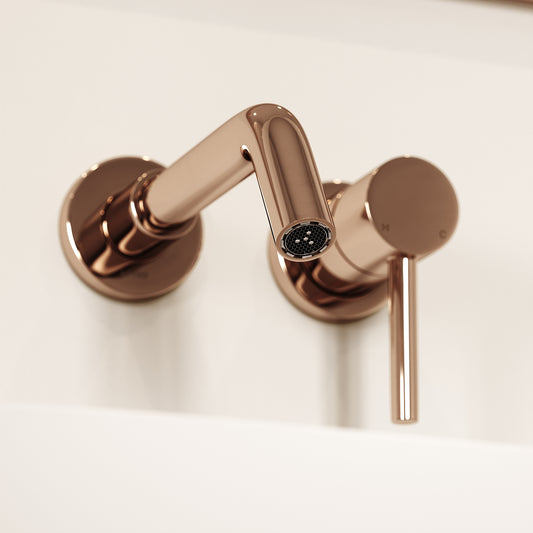 Luxe Rose Gold Wall Mounted Basin Mixer Tap V1
