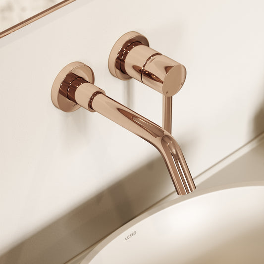 Luxe Rose Gold Wall Mounted Basin Mixer Tap V1
