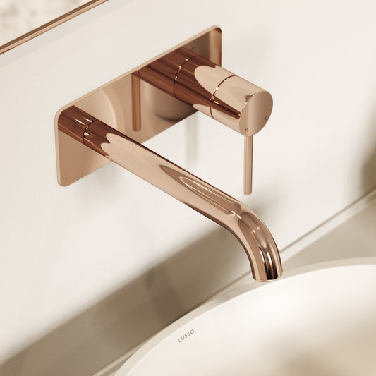 Luxe Rose Gold Wall Mounted Basin Mixer Tap V2