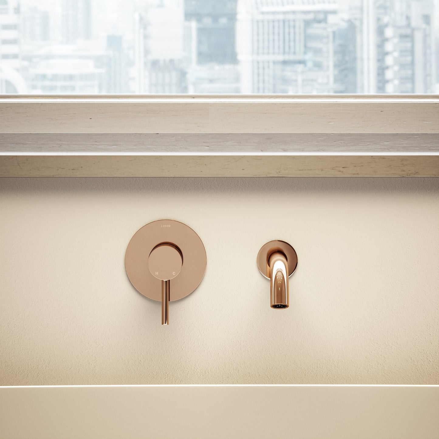 Luxe Rose Gold Wall Mounted Bath Mixer Tap