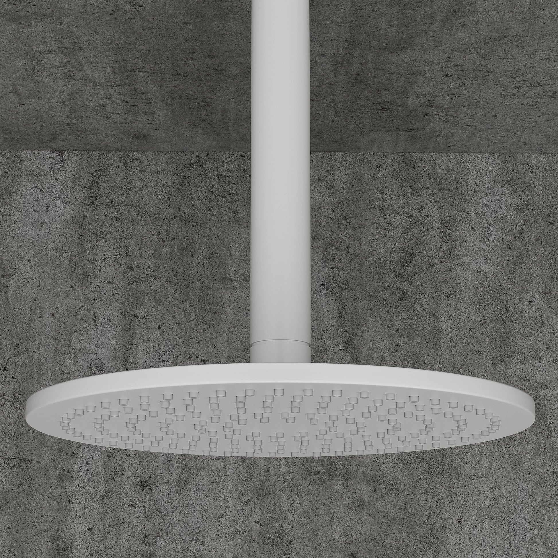 Luxe Silk Matte White Ceiling Mount Shower Arm 200mm