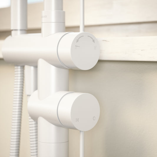 Luxe Silk Matte White Floorstanding Bath Shower Mixer Tap