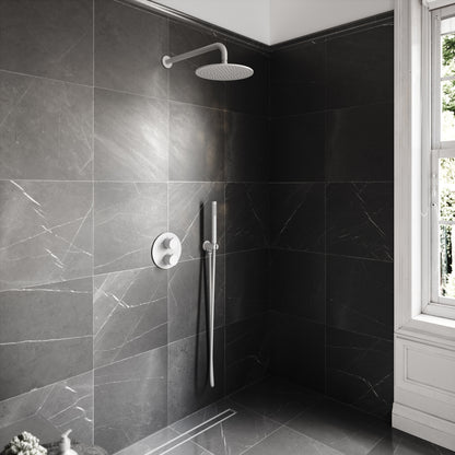 Luxe Silk Matte White Thermostatic Shower with Handheld Shower