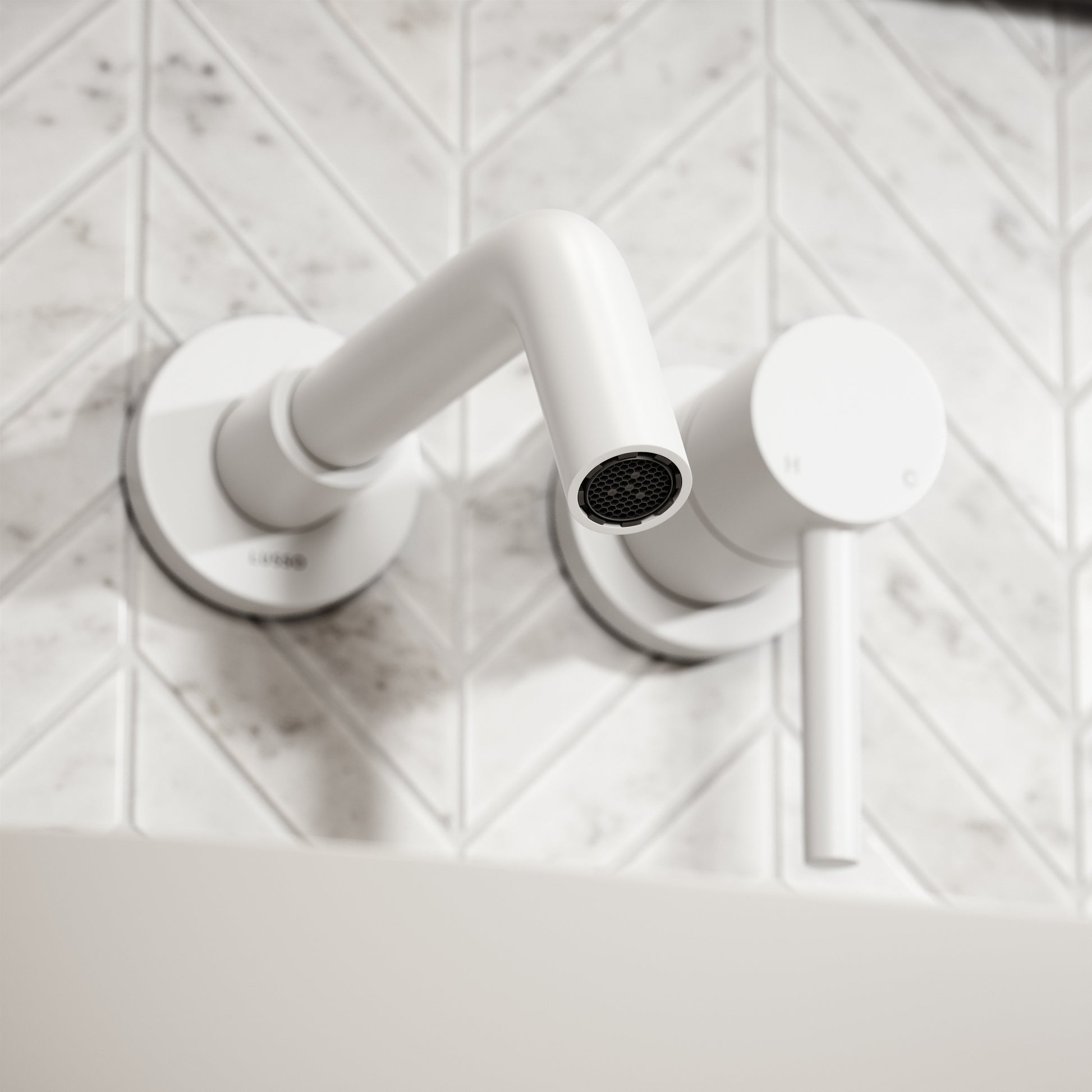 Luxe Silk Matte White Wall Mounted Basin Mixer Tap V1