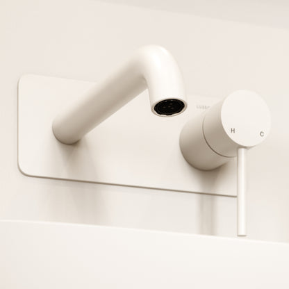 Luxe Silk Matte White Wall Mounted Basin Mixer Tap V2