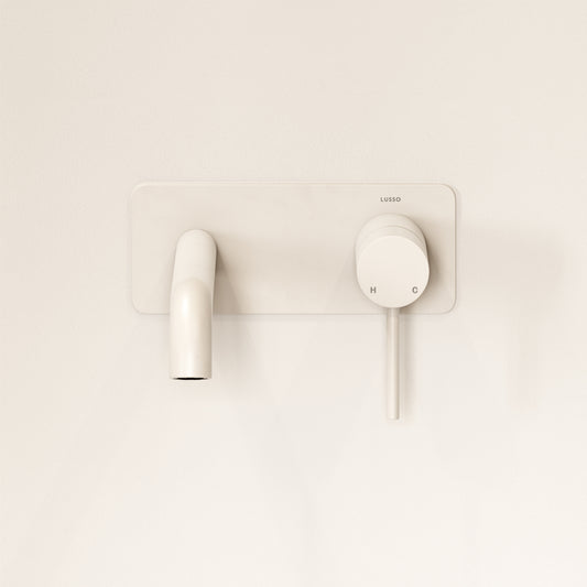 Luxe Silk Matte White Wall Mounted Basin Mixer Tap V2