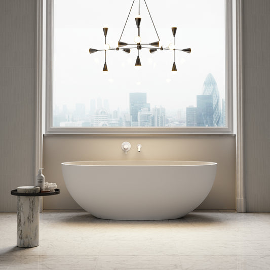 Luxe Silk Matte White Wall Mounted Bath Mixer Tap