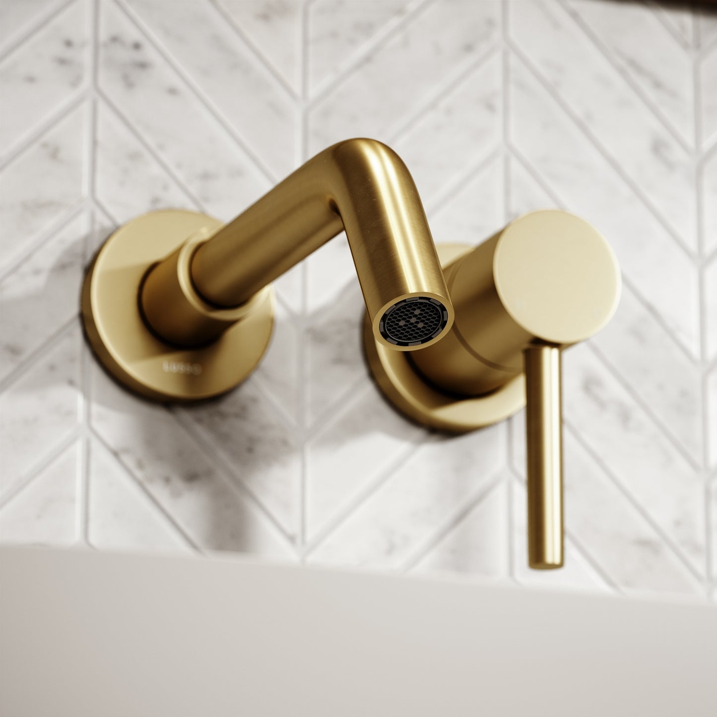 Luxe Wall Mounted Basin Mixer Tap Brushed Gold