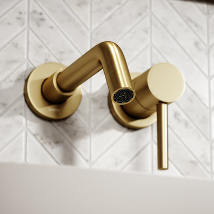 Luxe Wall Mounted Basin Mixer Tap Brushed Gold