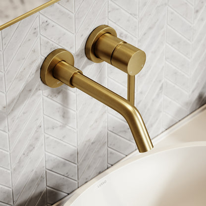 Luxe Wall Mounted Basin Mixer Tap Brushed Gold