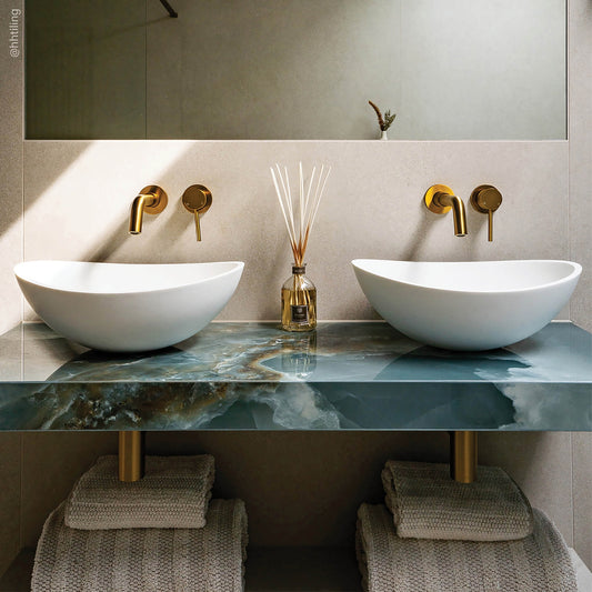 Luxe Wall Mounted Basin Mixer Tap Brushed Gold