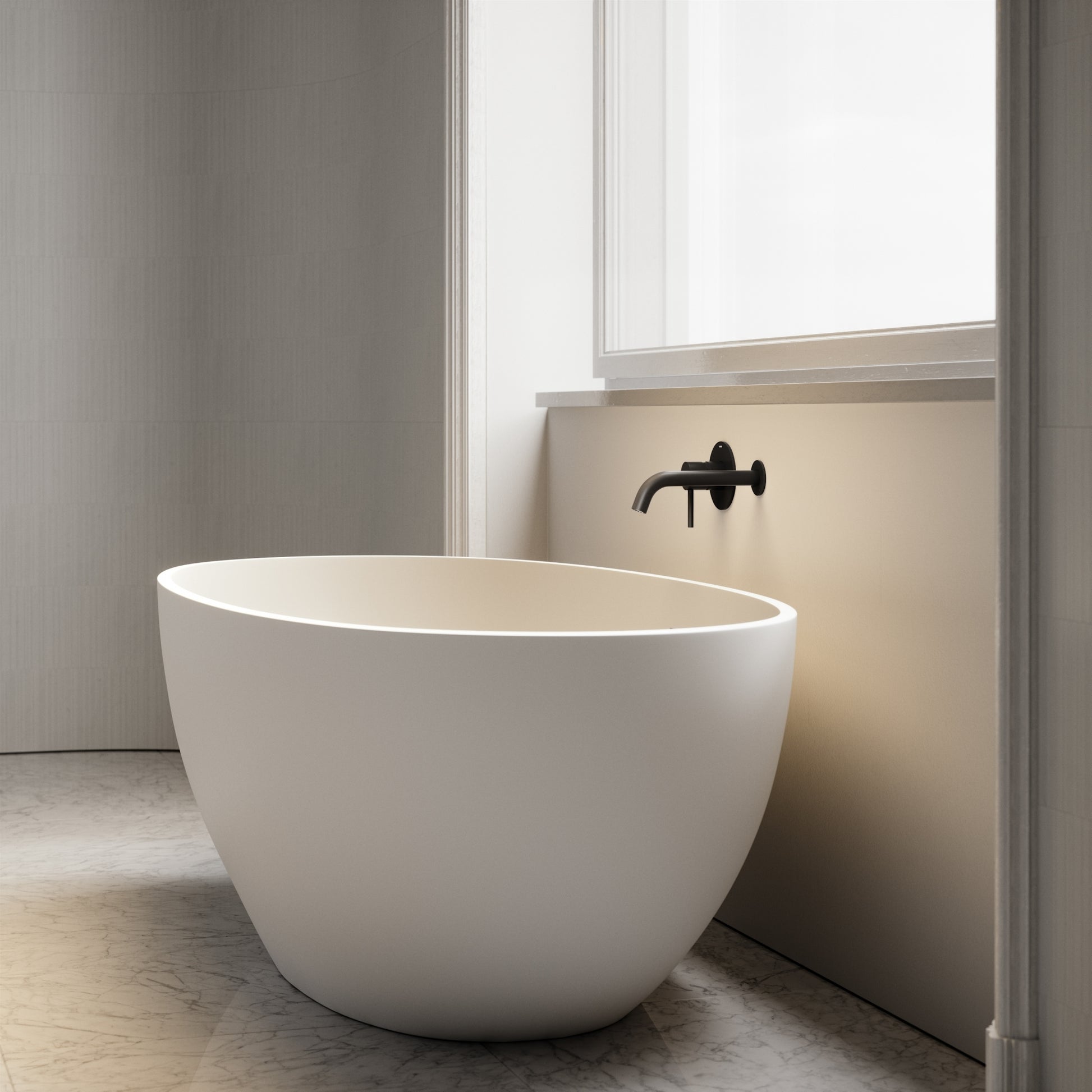 Luxe Wall Mounted Bath Mixer Tap Matte Black