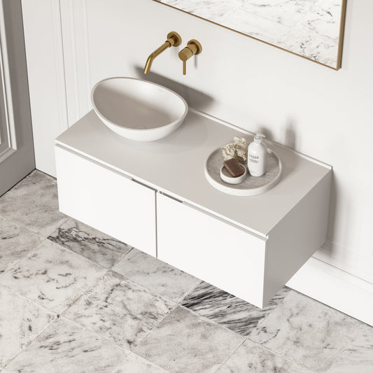 Luxor Matte White Stone Vanity Unit 1000mm