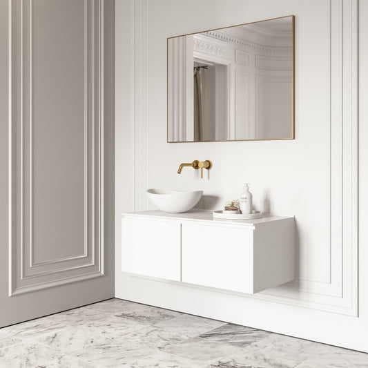 Luxor Matte White Stone Vanity Unit 1000mm