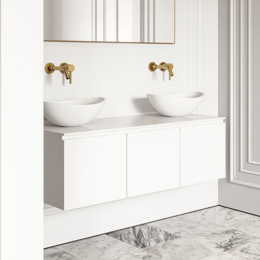 Luxor Matte White Stone Vanity Unit 1200mm