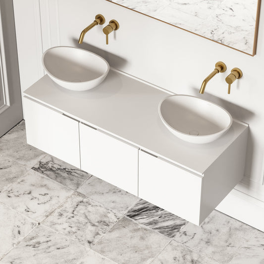 Luxor Matte White Stone Vanity Unit 1200mm