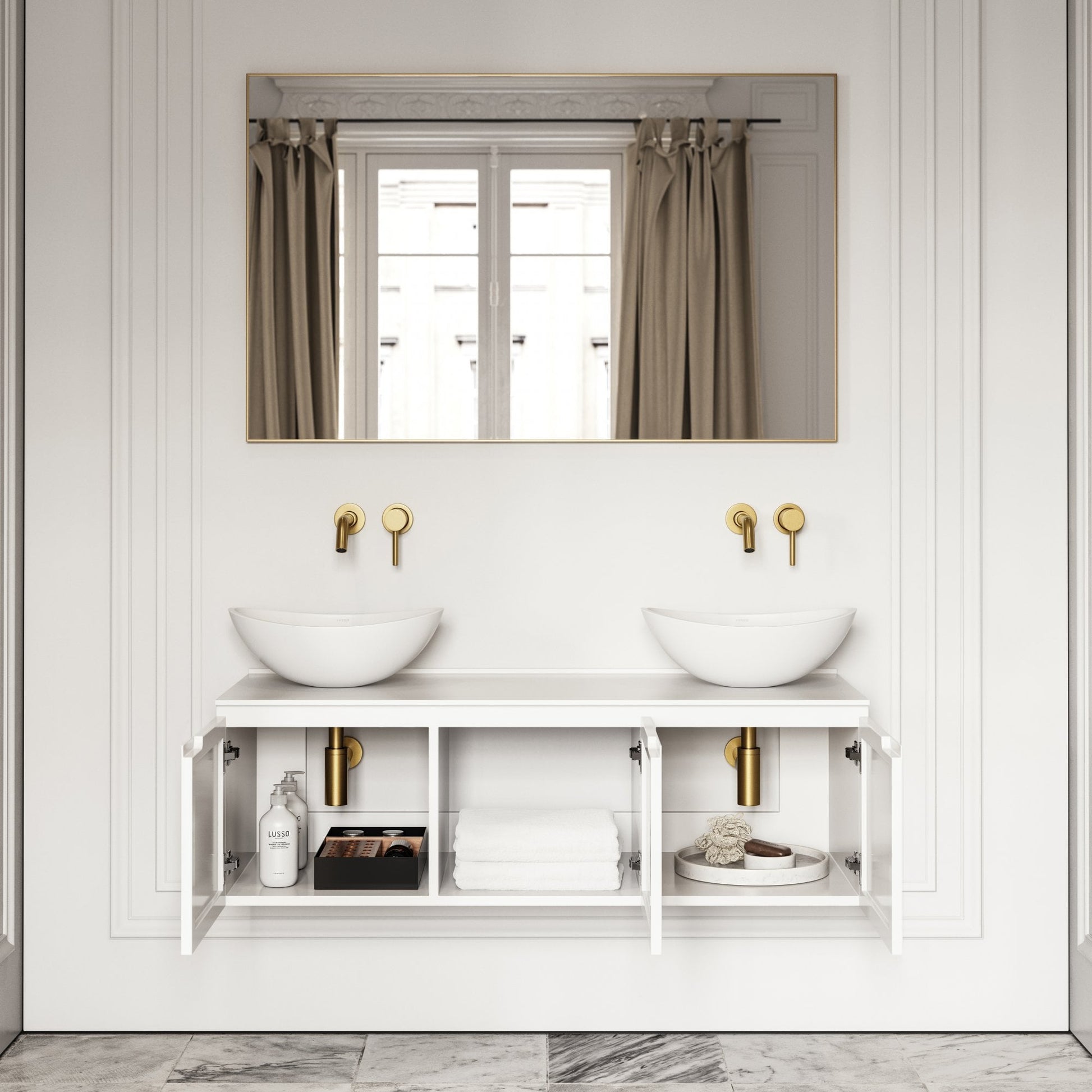 Luxor Matte White Stone Vanity Unit 1200mm