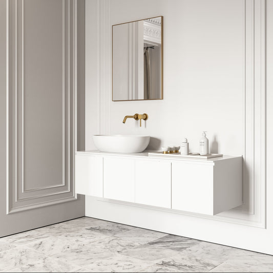Luxor Matte White Stone Vanity Unit 1400mm