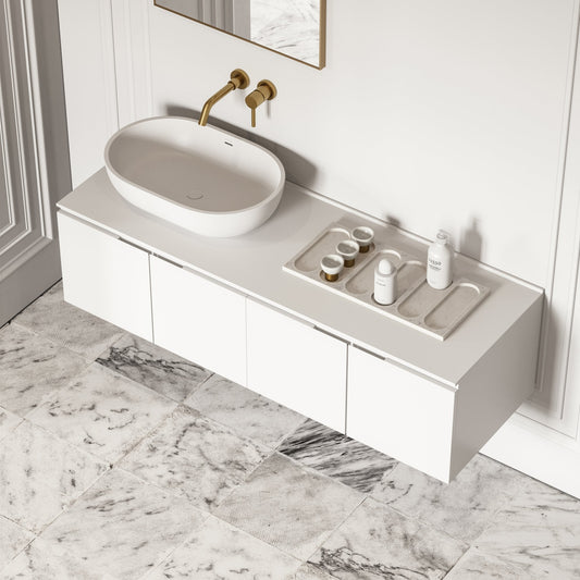 Luxor Matte White Stone Vanity Unit 1400mm
