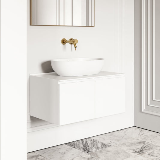 Luxor Matte White Stone Vanity Unit 800mm