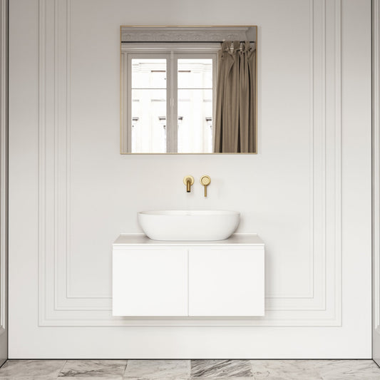 Luxor Matte White Stone Vanity Unit 800mm