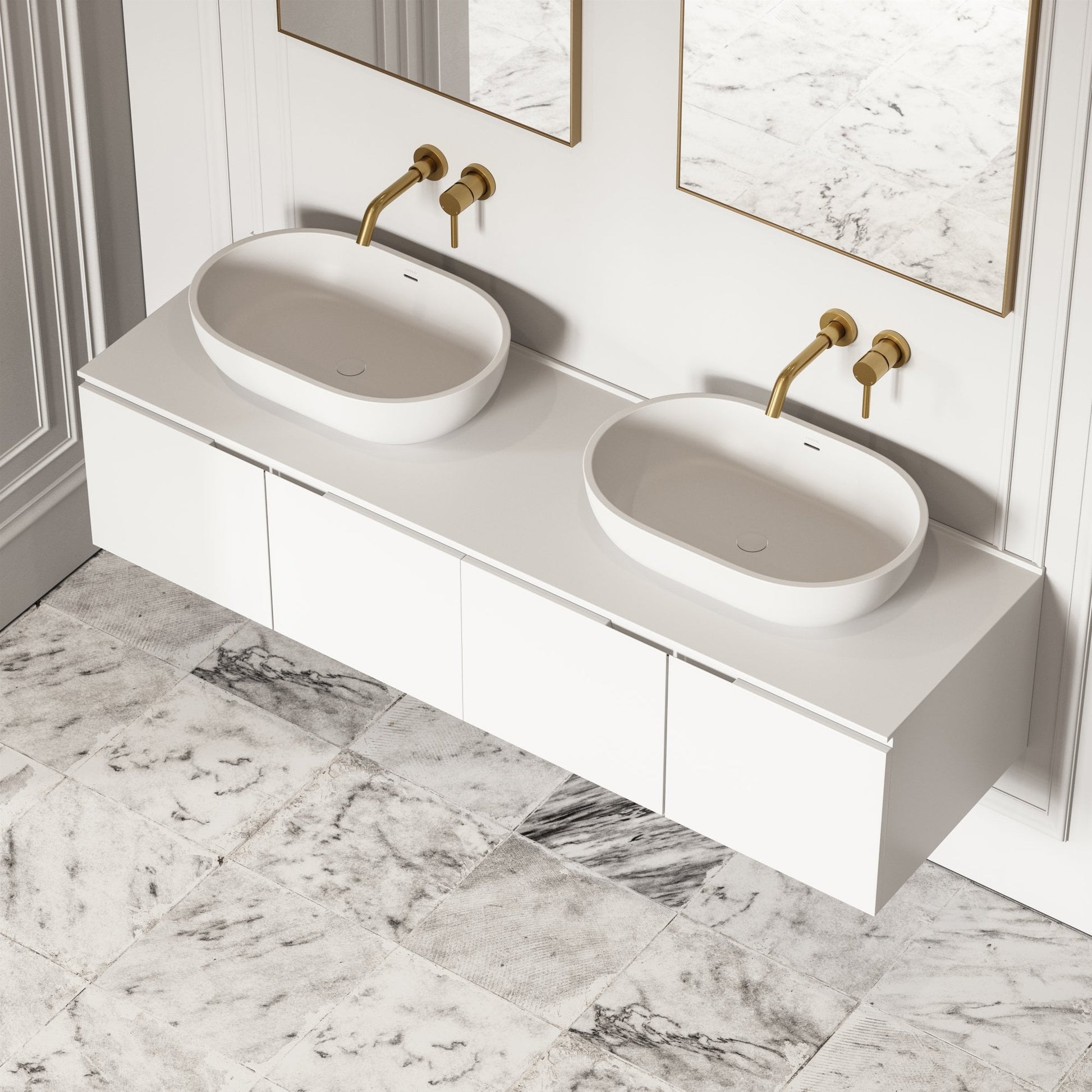 Luxor Matte White Vanity Unit 1600mm
