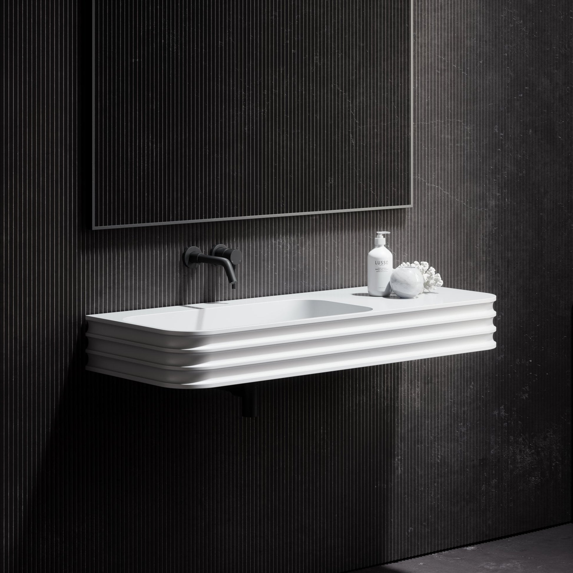Maddox Wall Mounted Large Stone Basin 1200mm