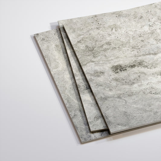 Manzoni Edge Grey Travertine Porcelain Wall or Floor Tile 600 x 600mm