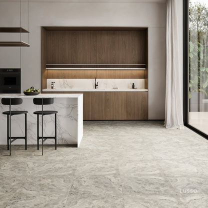 Manzoni Light Taupe Travertine Porcelain Wall or Floor Tile 600 x 600mm