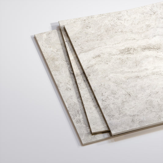 Manzoni White Travertine Porcelain Wall or Floor Tile 600 x 600mm
