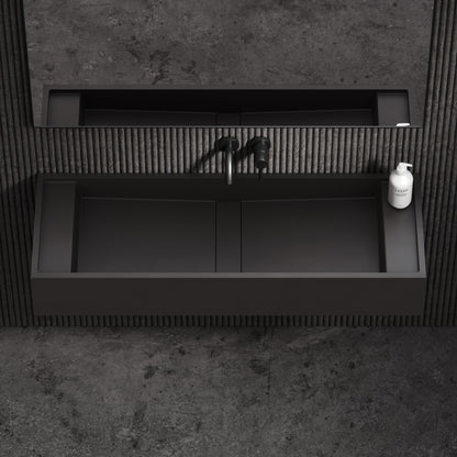 Marmo Charcoal Wall Hung Double Stone Basin 1200mm