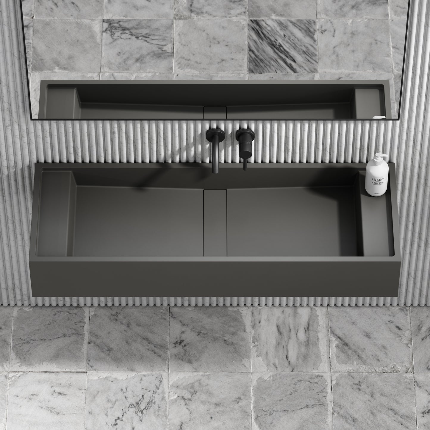 Marmo Clay Wall Hung Double Stone Basin 1200mm