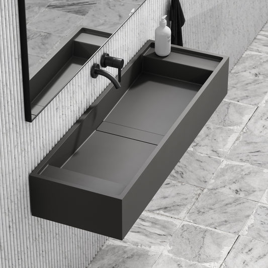 Marmo Clay Wall Hung Double Stone Basin 1200mm