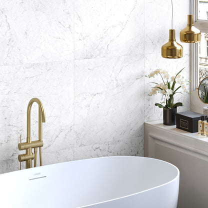 Massa Bianco Carrara Marble Porcelain Wall or Floor Tile 600 x 600mm