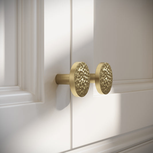 Mayfair Brushed Gold Hammered Cabinet Knobs