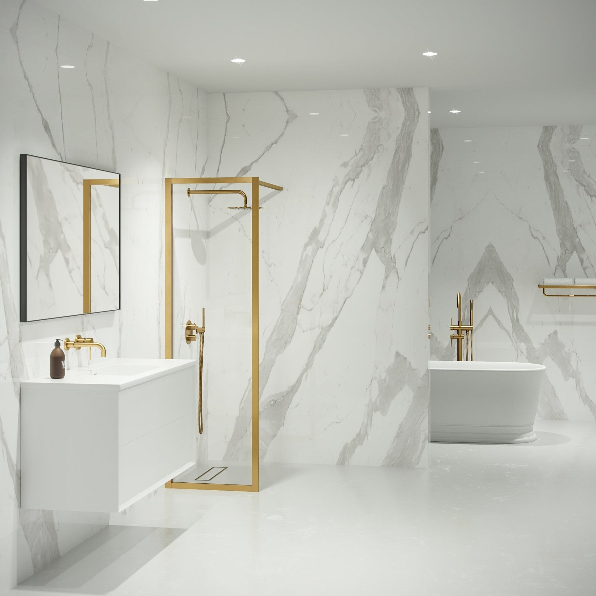 Mayfair Brushed Gold Shower Screen (All sizes)