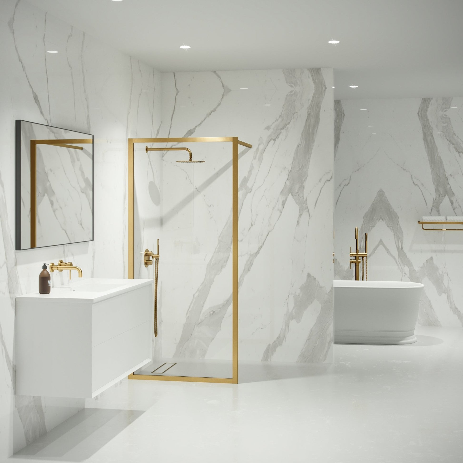 Mayfair Brushed Gold Shower Screen (All sizes)