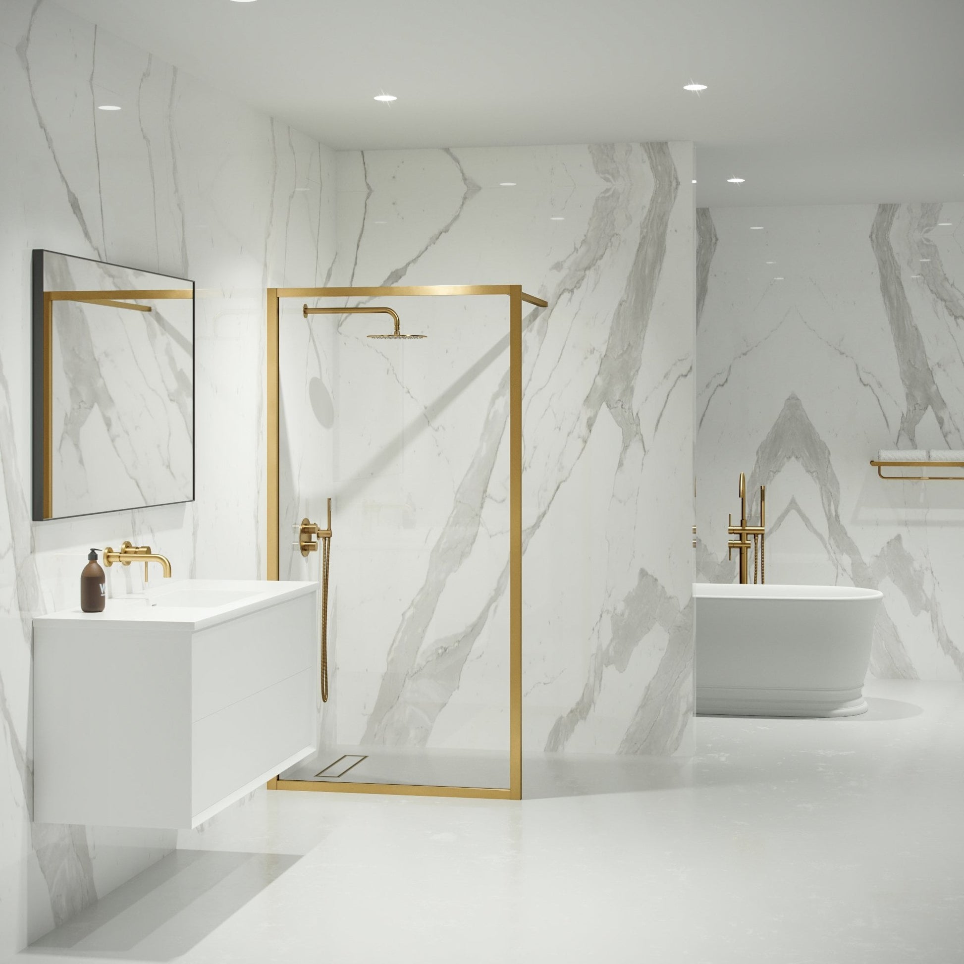 Mayfair Brushed Gold Shower Screen (All sizes)