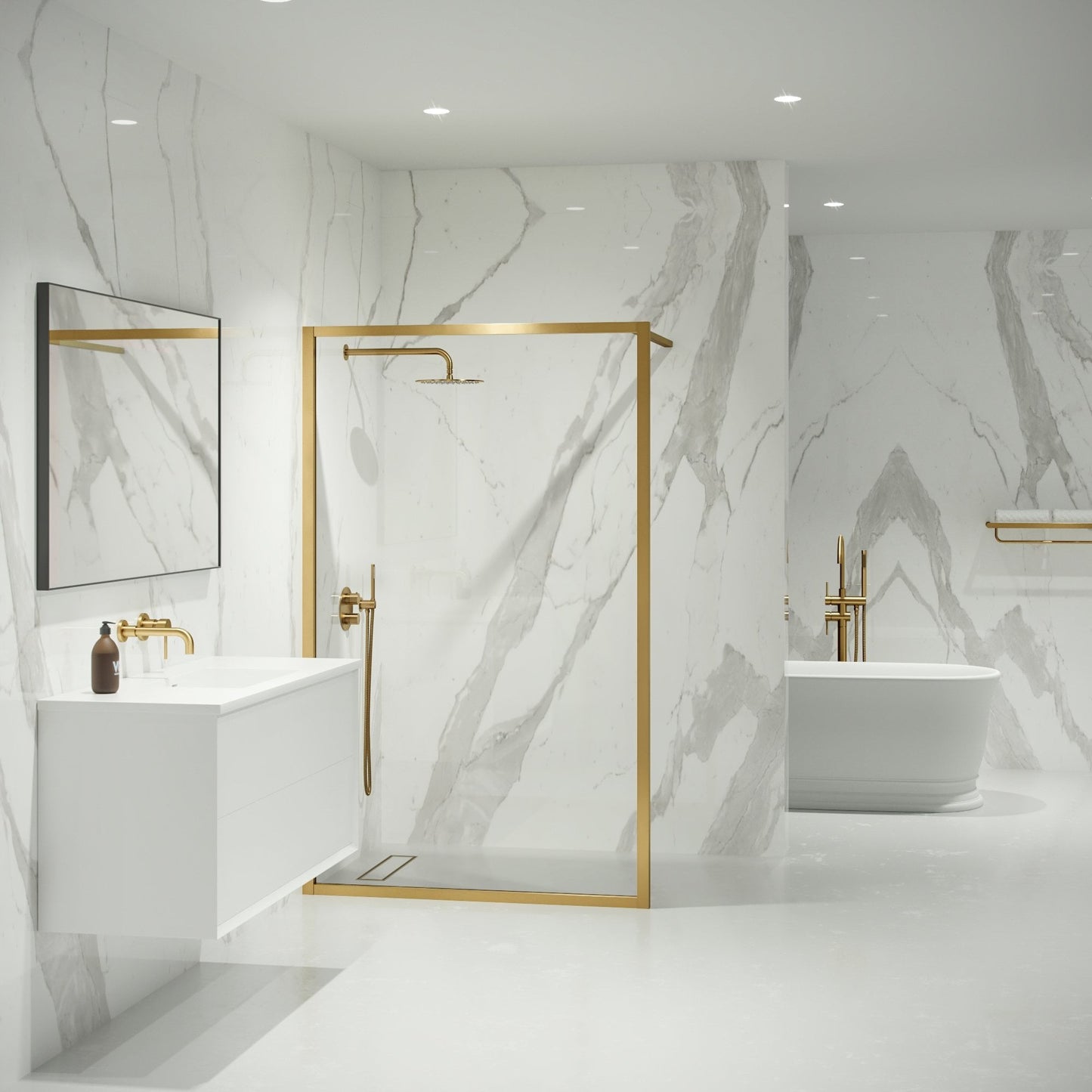 Mayfair Brushed Gold Shower Screen (All sizes)