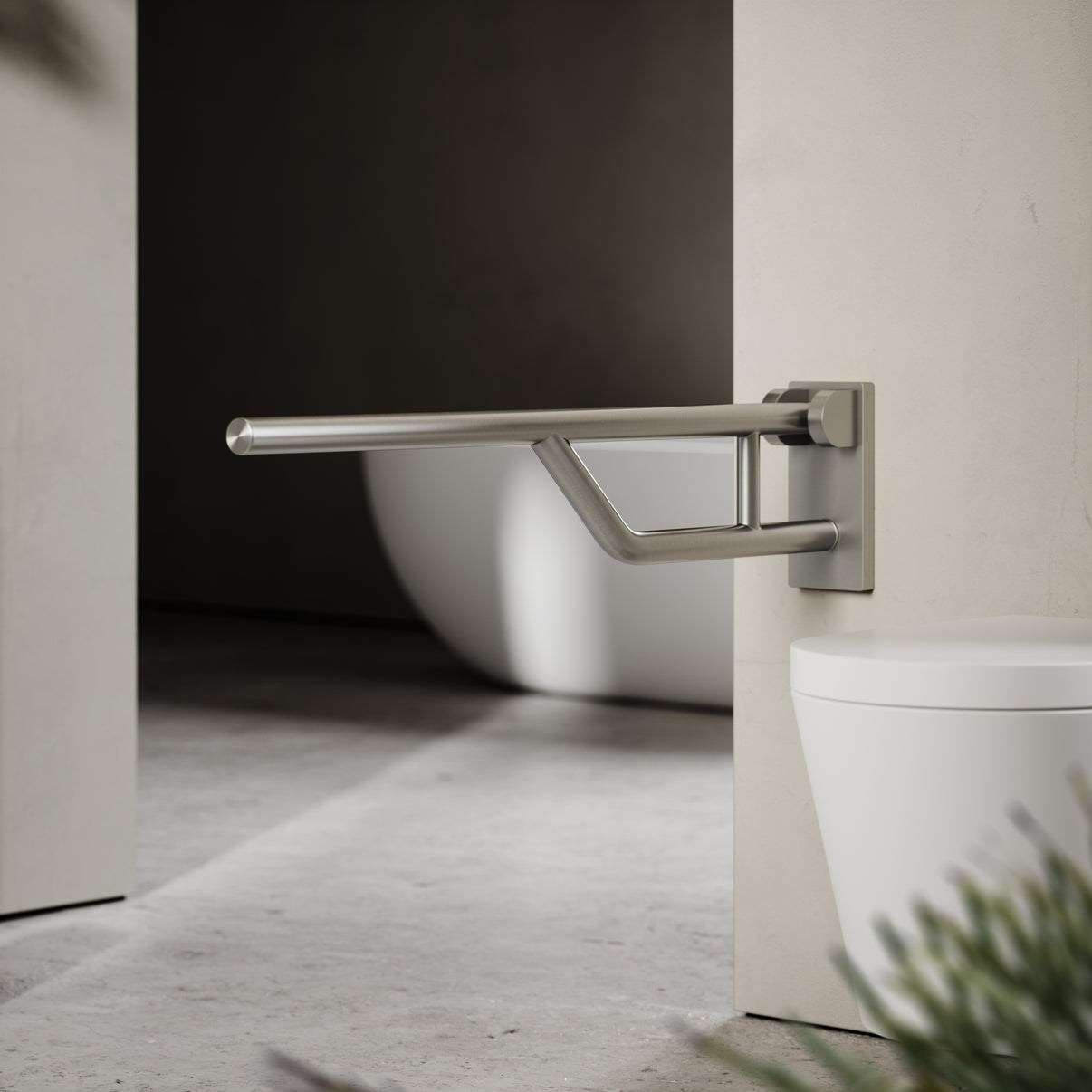 Synchronized Support Rails Mayfair Brushed Stainless Hinged Support Rail 800mm - LUSSO