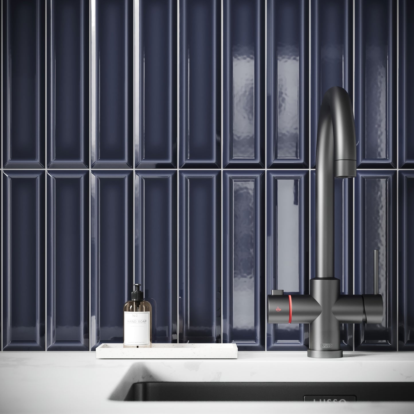 Metro Midnight Blue Glazed Porcelain Bevelled Wall Tile