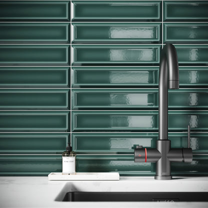 Metro Rich Emerald Glazed Porcelain Bevelled Wall Tile
