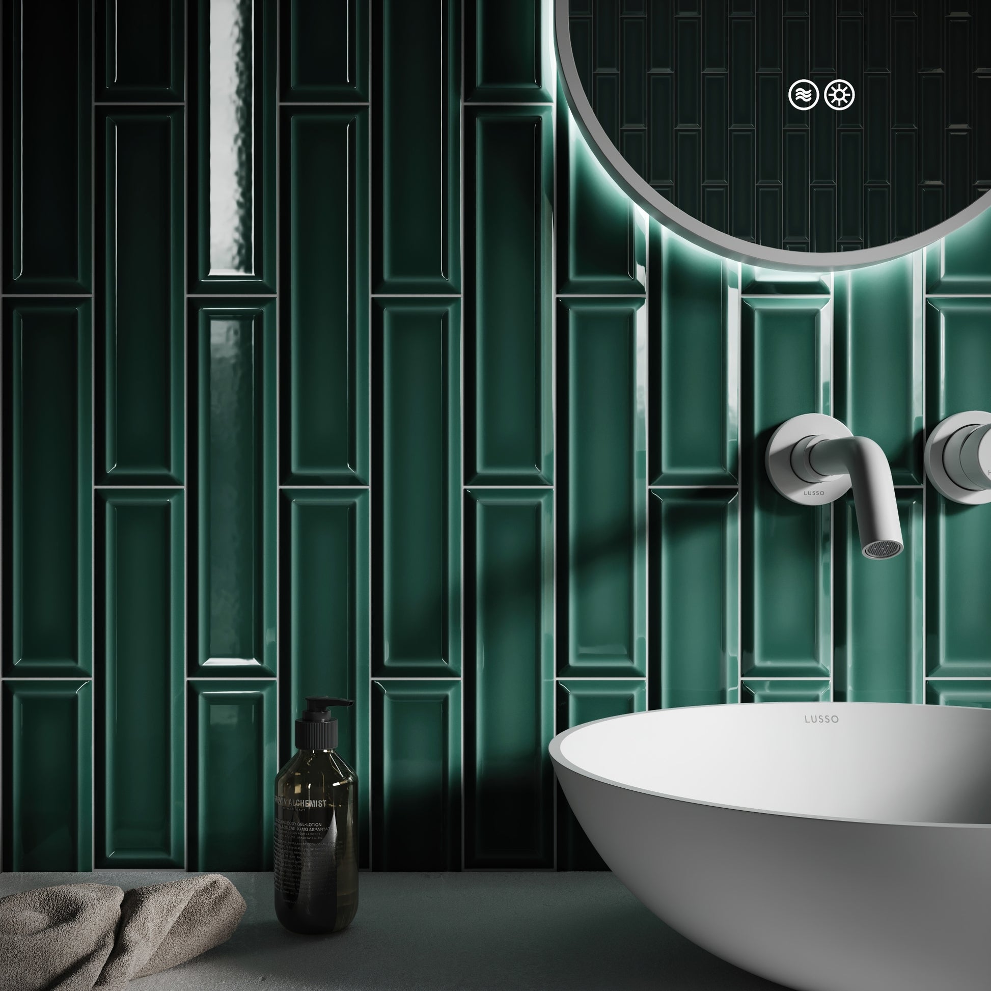 Metro Rich Emerald Glazed Porcelain Bevelled Wall Tile