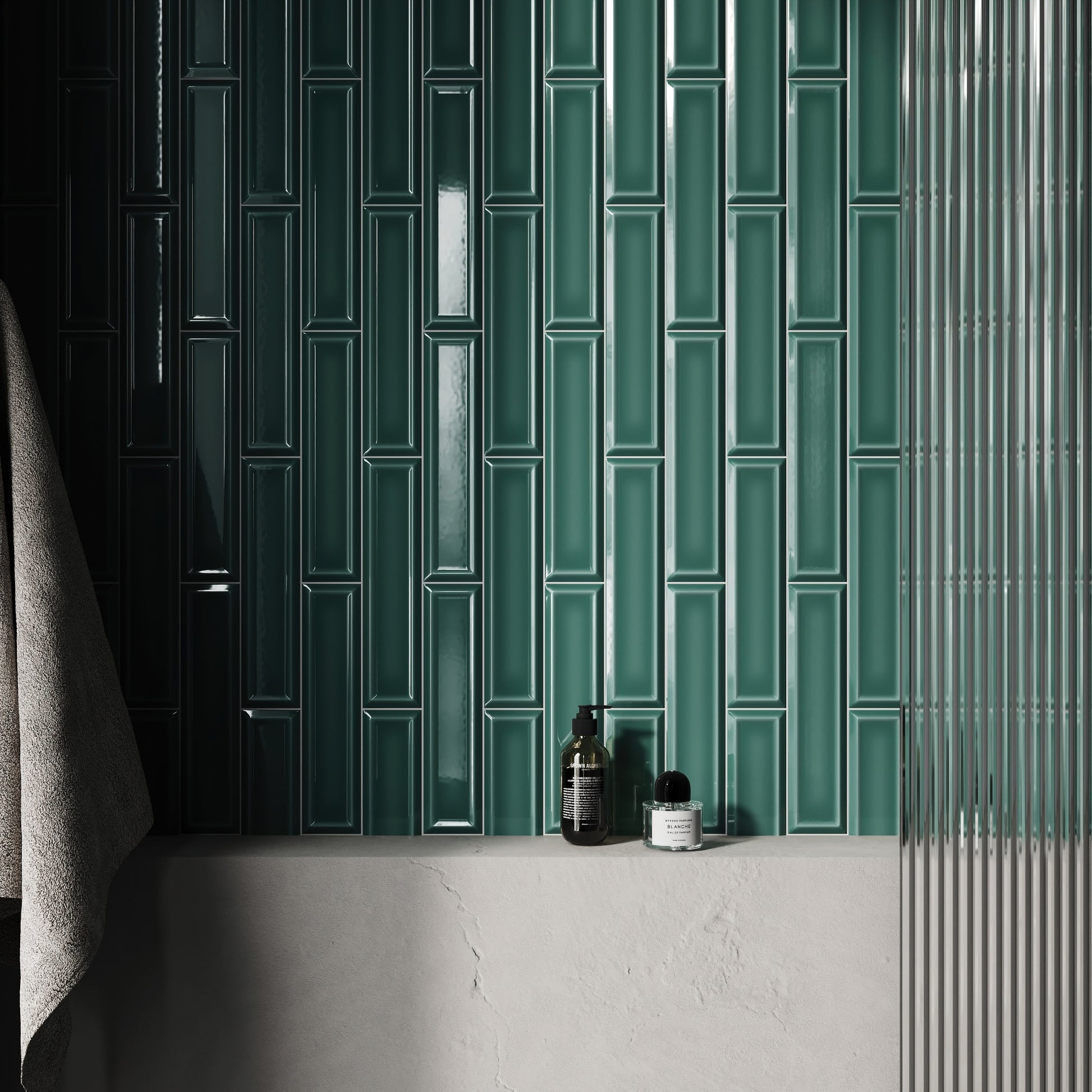 Metro Rich Emerald Glazed Porcelain Bevelled Wall Tile