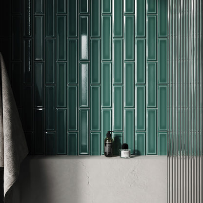 Metro Rich Emerald Glazed Porcelain Bevelled Wall Tile