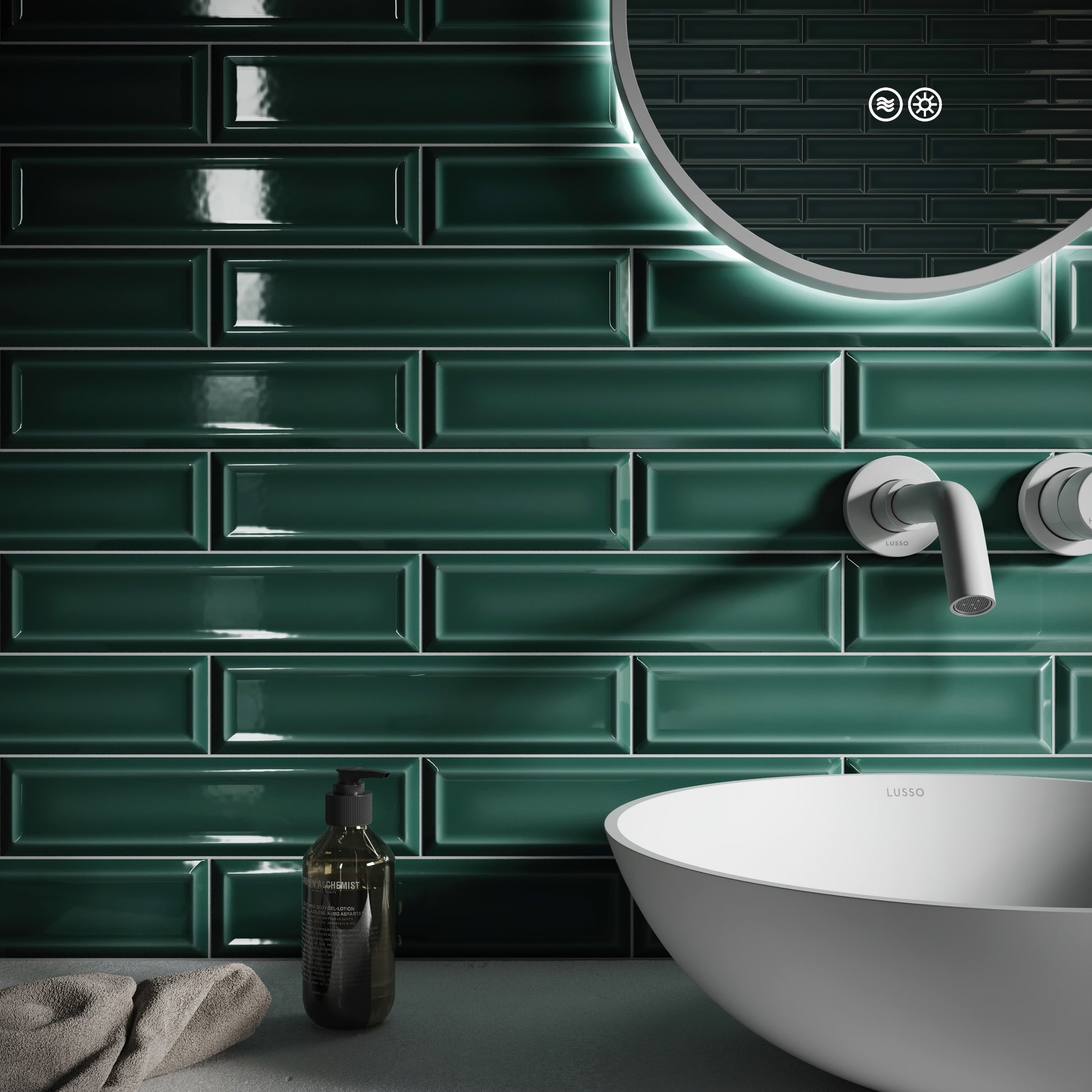 Metro Rich Emerald Glazed Porcelain Bevelled Wall Tile