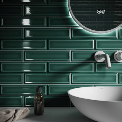 Metro Rich Emerald Glazed Porcelain Bevelled Wall Tile
