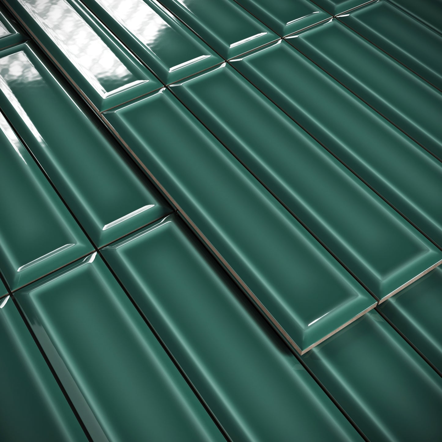 Metro Rich Emerald Glazed Porcelain Bevelled Wall Tile