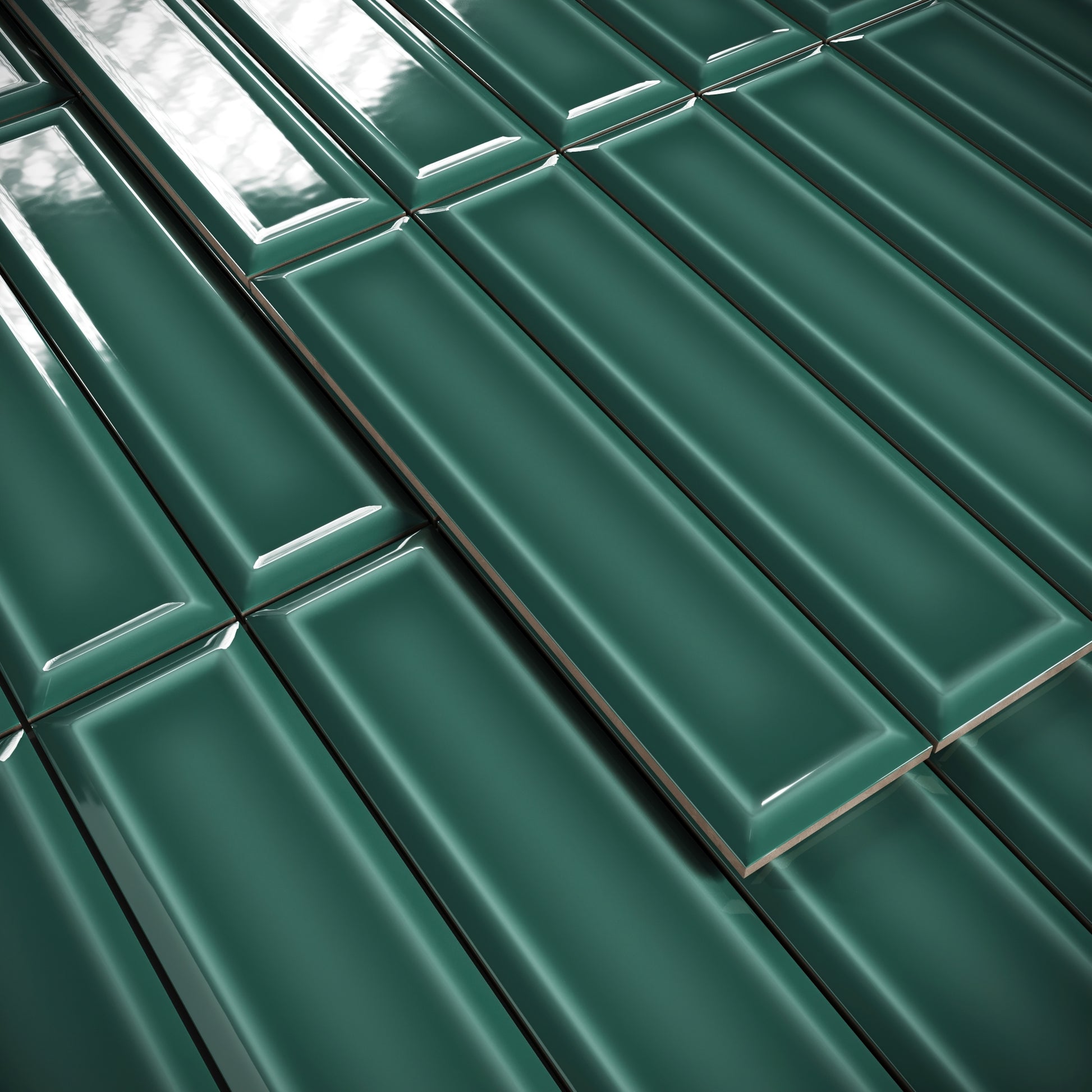 Metro Rich Emerald Glazed Porcelain Bevelled Wall Tile